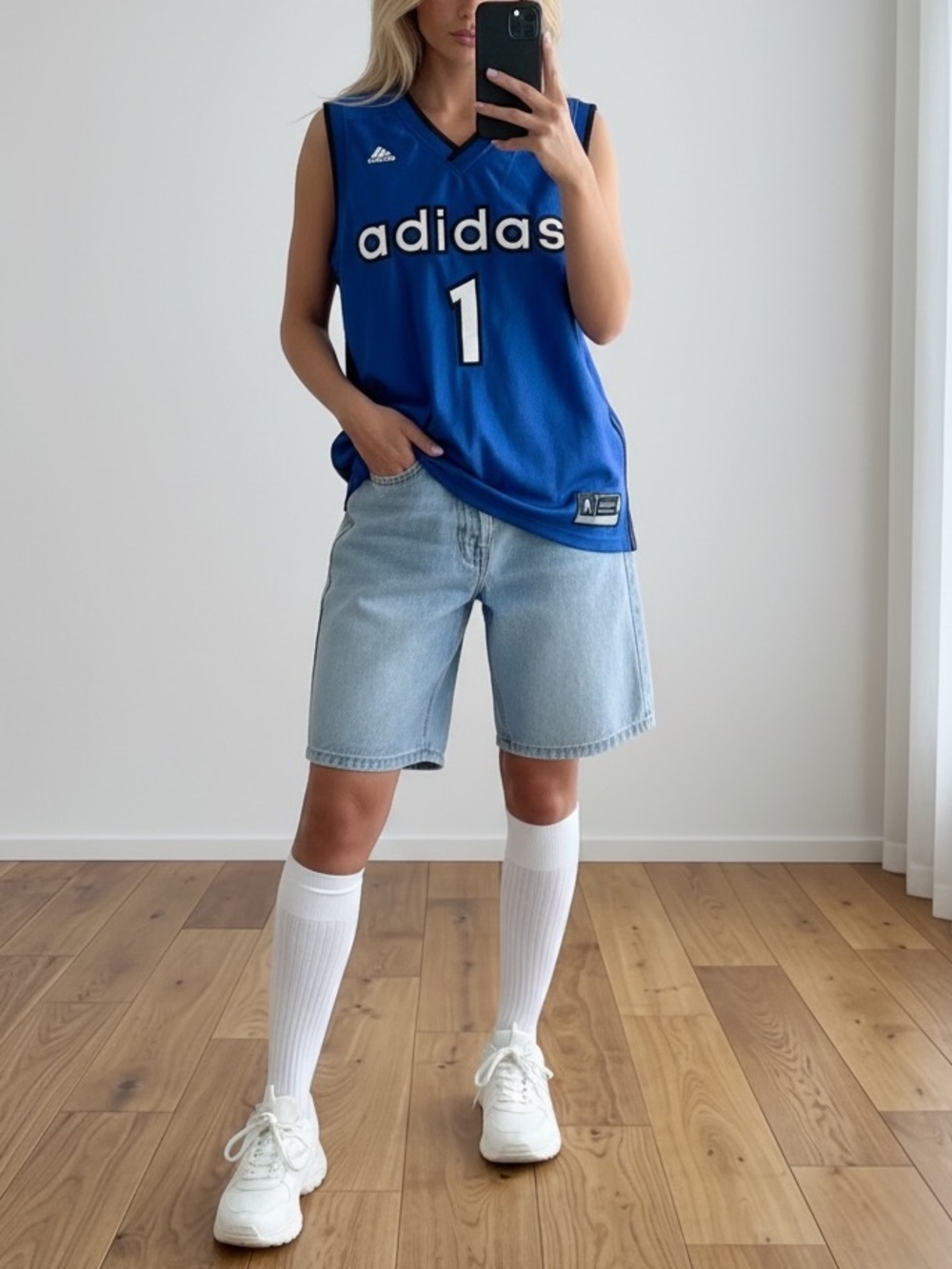 Vintage Adidas Number 1 Basketball Jersey Blue Blokecore Size Large